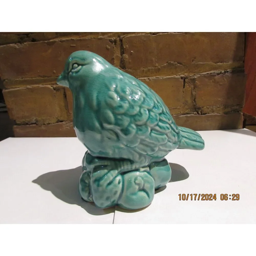 BLUE TURQUOISE BIRD FIGURINE HOME DECOR STATUE - Picture 1 of 8